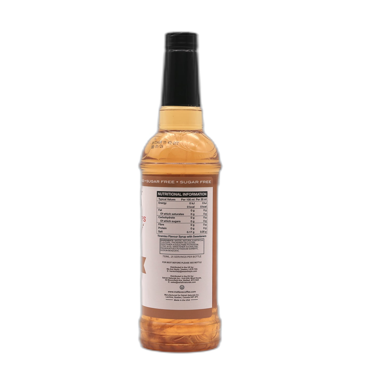 Matteo’s - Tiramisu - Kaffeesirup (zuckerfrei) 0,75 l