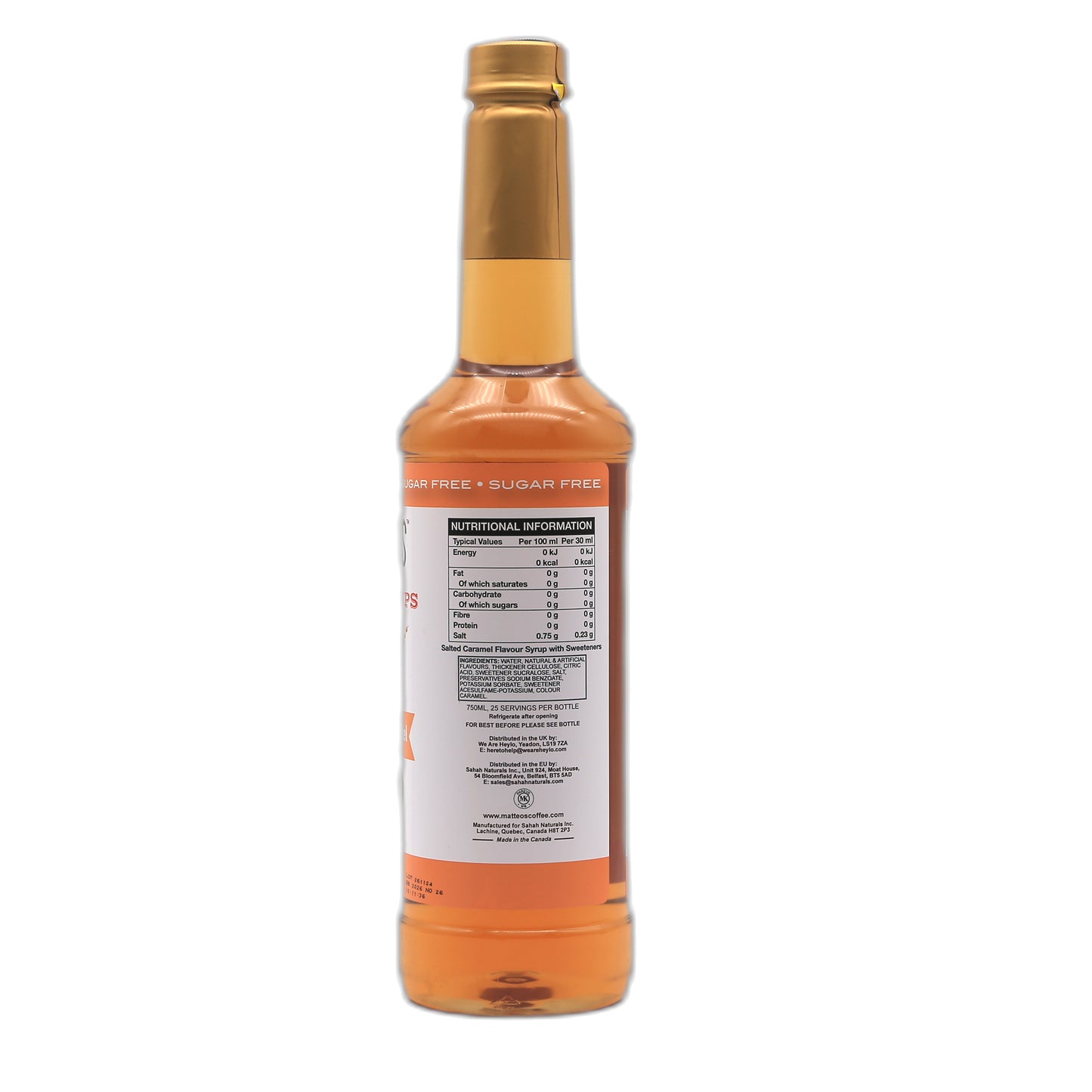 Matteo’s - Gesalzenes Karamell - Kaffeesirup (zuckerfrei) 0,75 l
