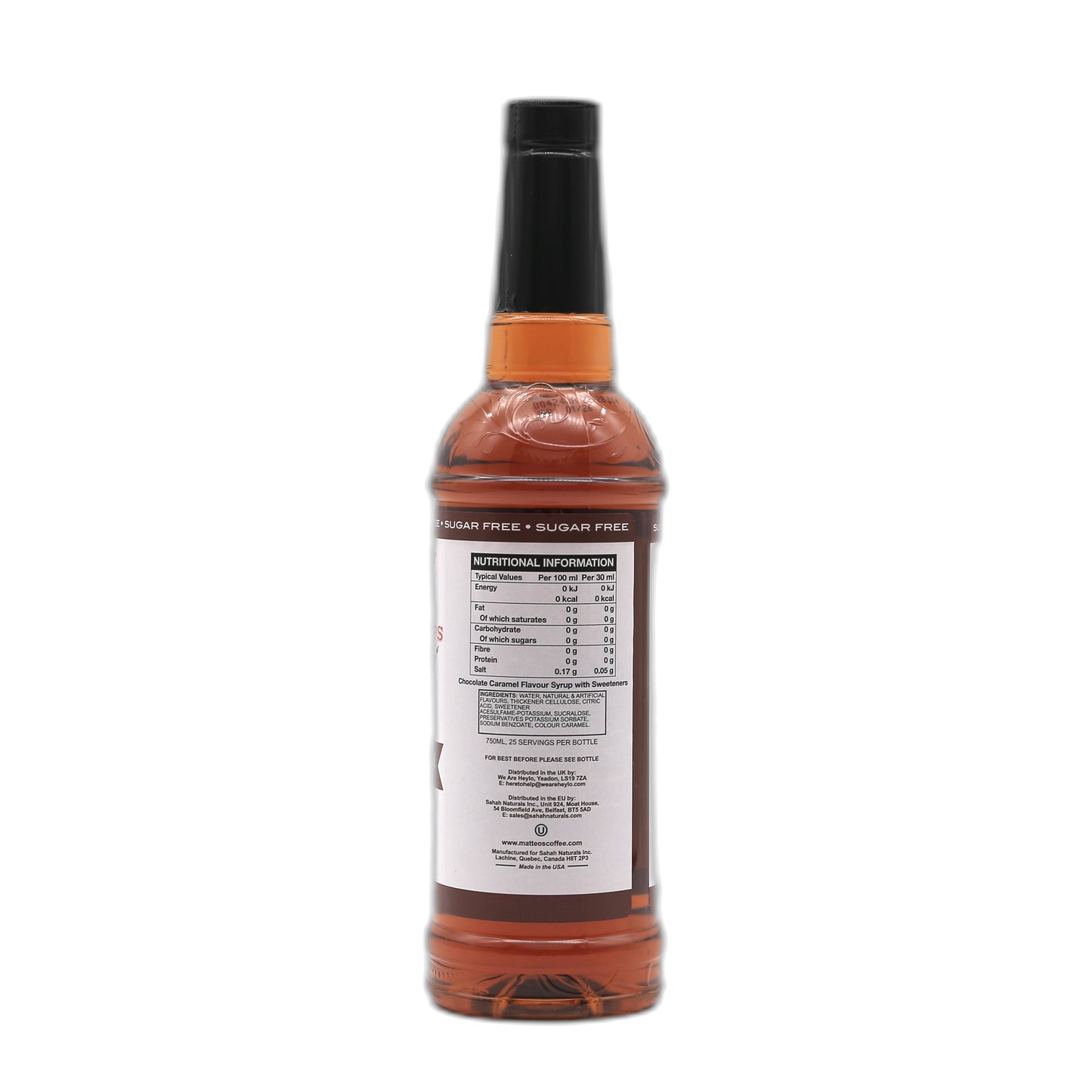 Matteo’s - Schokoladen-Karamell - Kaffeesirup (zuckerfrei) 0,75 l