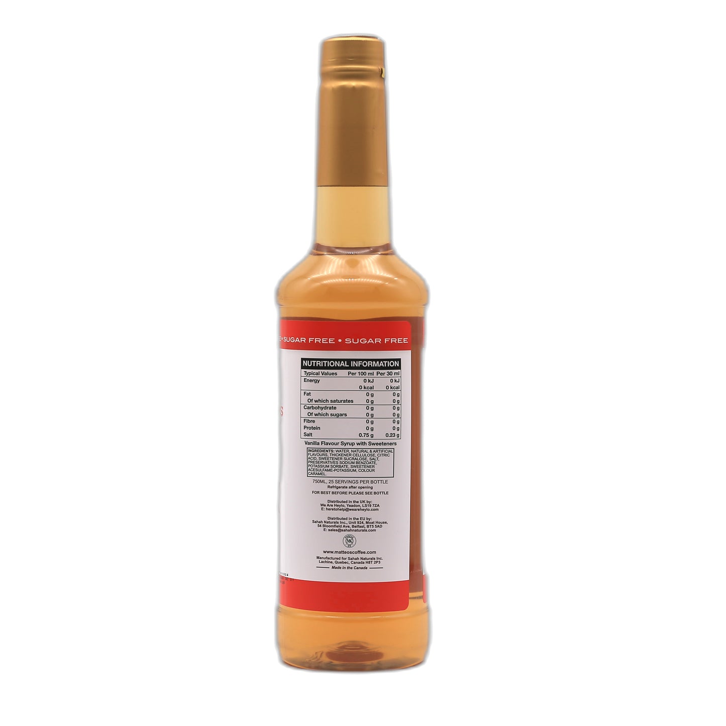 Matteo’s - Vanille - Kaffeesirup (zuckerfrei) 0,75 l